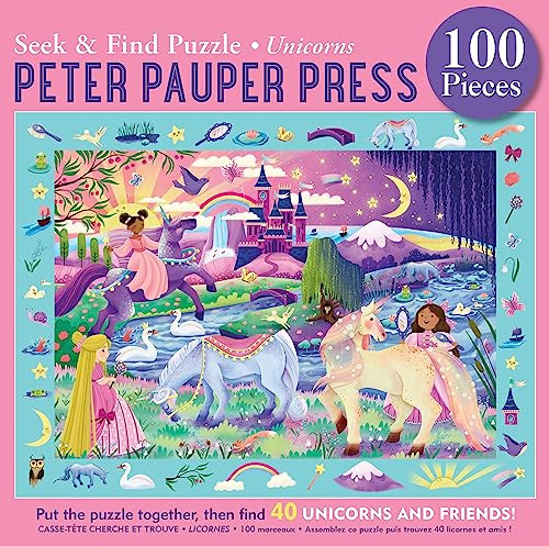 Unicorns Seek & Find 100-Piece Jigsaw Puzzle By Mona Meslier Menuau - Other