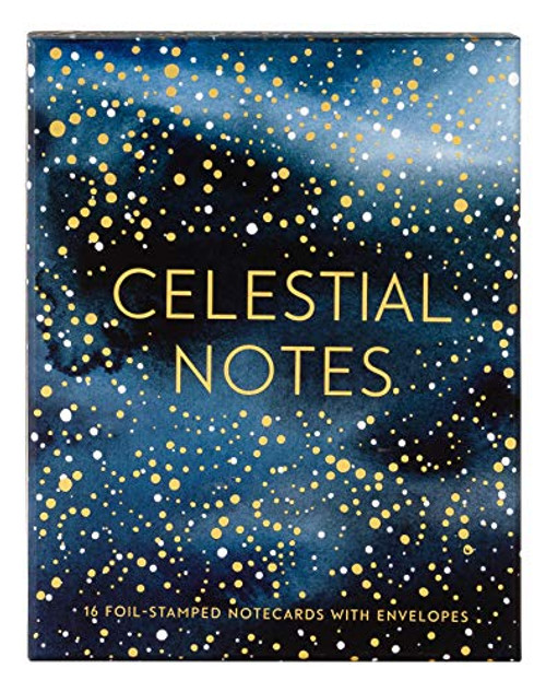 Celestial Notes: 16 Foil-Stamped Notecards with Envelopes (Celestial Star Stationery, Space and Galaxy Watercolor Blank Notecards) By Yao Cheng - Novelty