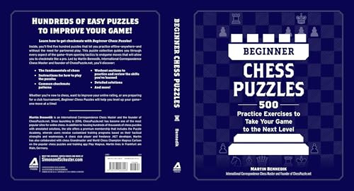 Beginner Chess Puzzles: 500 Practice Exercises to Take Your Game to the Next Level By Martin Bennedik - Paperback