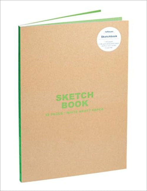 Teneues - Sketchbook Large Format - 50 White Kraft Pages, Lay Flat Binding, Kraft and Neon Green: Sketchbook: Sketchbook By Teneues Publishing - Hardcover