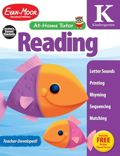 Reading and Phonics Skills, Kindergarten Workbook: At-Home Tutor, Word Families, Sight Words, Sequencing, Tracing, Alphabet, Handwriting By Evan-Moor Educational Publishers - Paperback