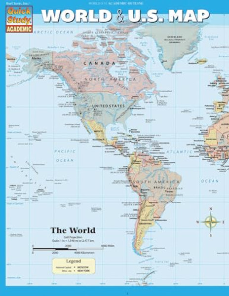 World & U.S. Map: A Quickstudy Laminated Refefence Guide By Barcharts Publishing Inc - Folded