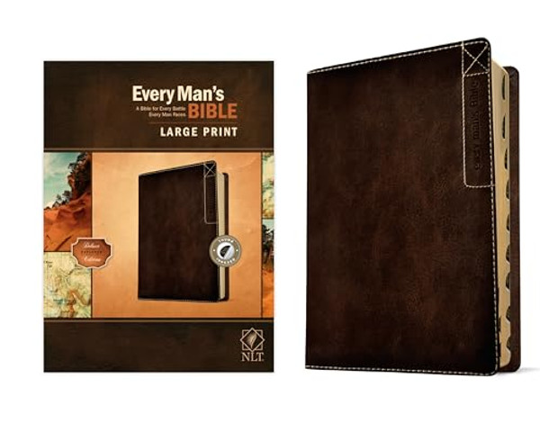 Every Man's Bible Nlt, Large Print, Deluxe Explorer Edition (Leatherlike, Rustic Brown, Indexed) By Tyndale - Imitation Leather