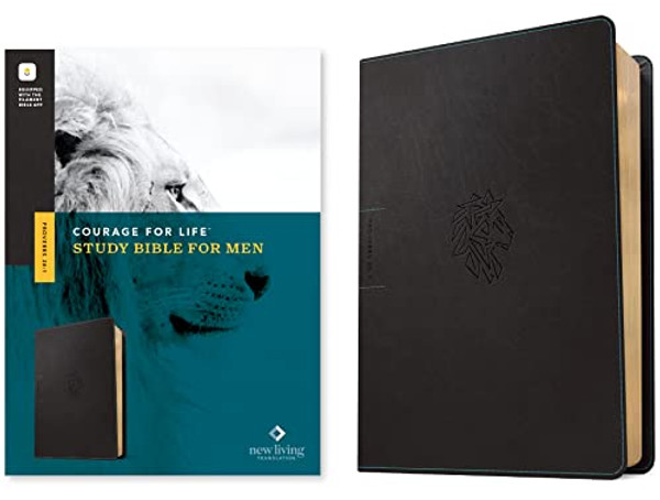NLT Courage for Life Study Bible for Men, Filament Enabled (Leatherlike, Onyx Lion) By Tyndale - Imitation Leather