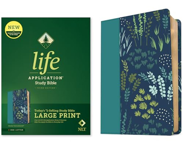 NLT Life Application Study Bible, Third Edition, Large Print (Leatherlike, Meadow Teal, Red Letter) By Tyndale - Imitation Leather
