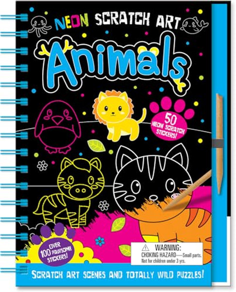 Neon Scratch Art Animals By Connie Isaacs - Hardcover