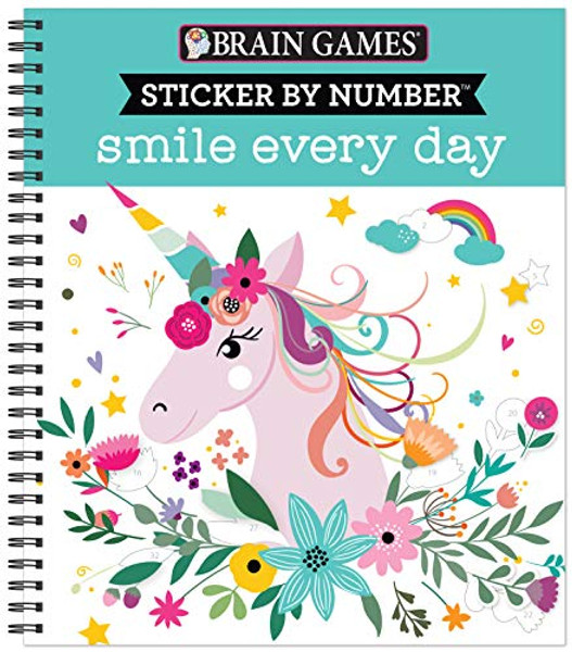 Brain Games - Sticker by Number: Smile Every Day By Publications International Ltd - Spiral