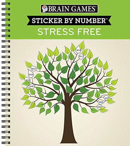 Brain Games - Sticker by Number: Stress Free (28 Images to Sticker) By Publications International Ltd - Spiral
