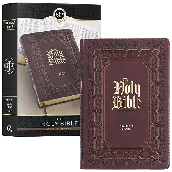 KJV Holy Bible, Super Giant Print Faux Leather Red Letter Edition - Ribbon Marker, King James Version, Burgundy By Christian Art Gifts - Leather