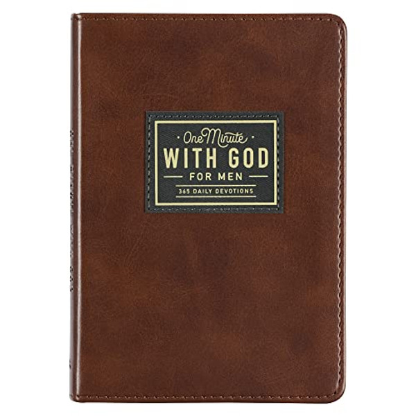 One Minute with God for Men 365 Devotions, Brown Faux Leather Flexcover By Christian Art Gifts - Leather