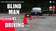 A blind man drives a car for the first time