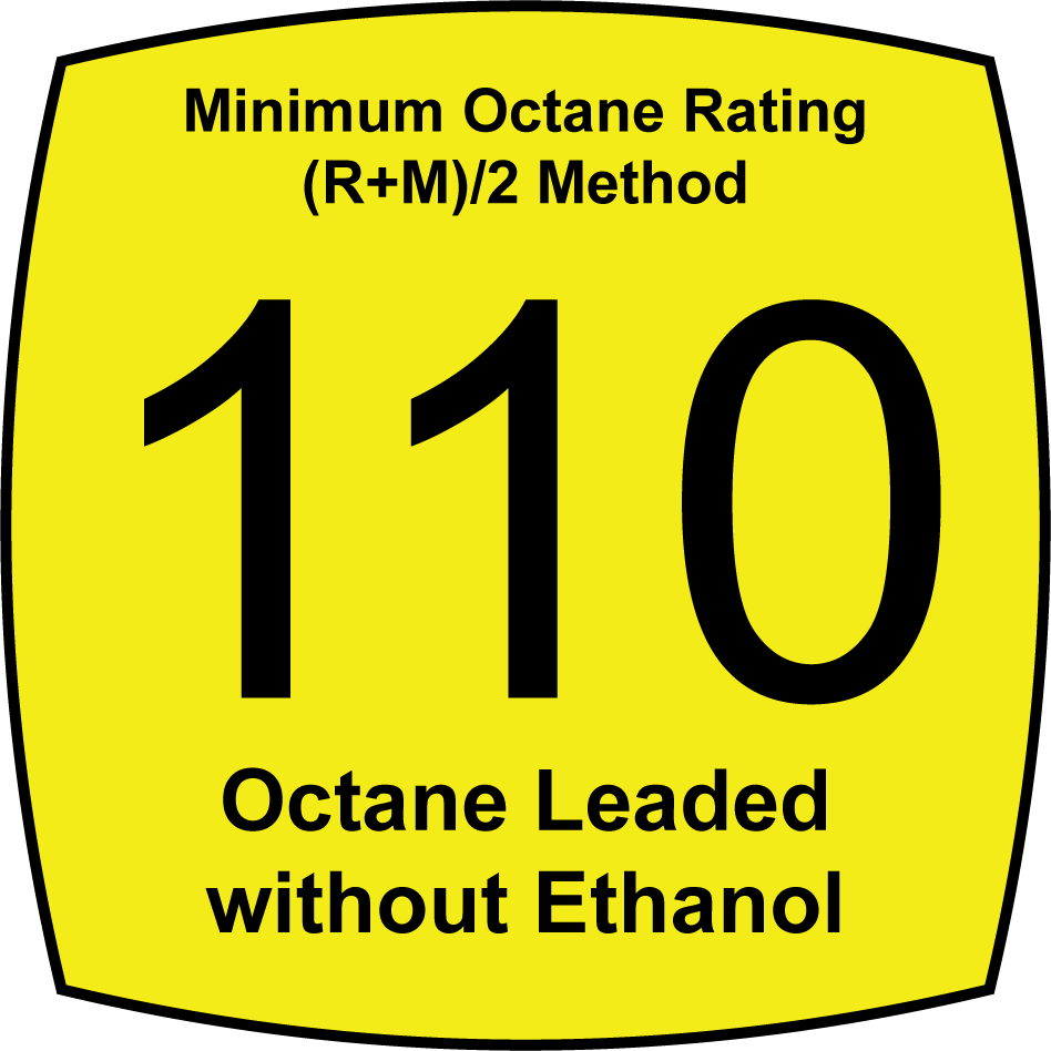 Leaded 110 Octane Fuel without Ethanol