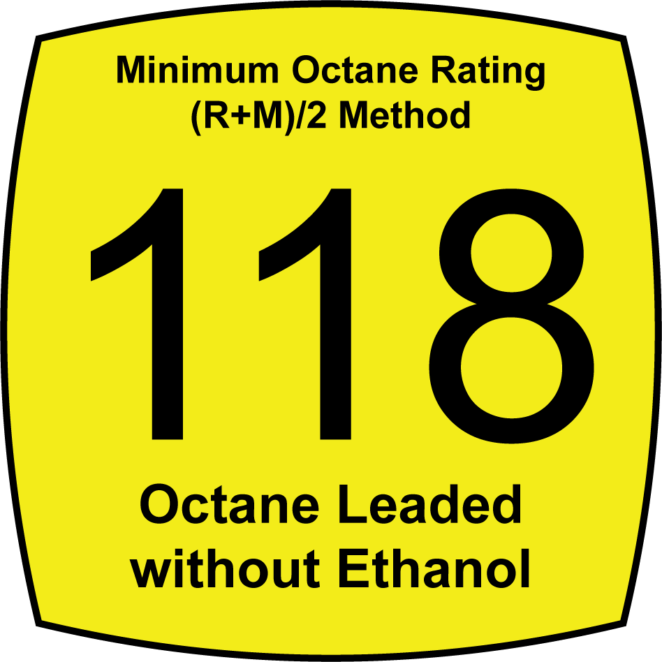 Leaded 118 Octane Fuel without Ethanol