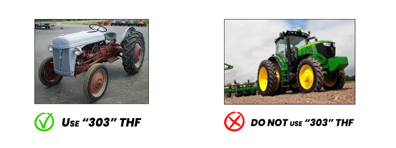 old tractor on left and newer tractor on right