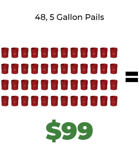 graphic of 48 red oil pails in rows