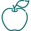 Green outline of an apple