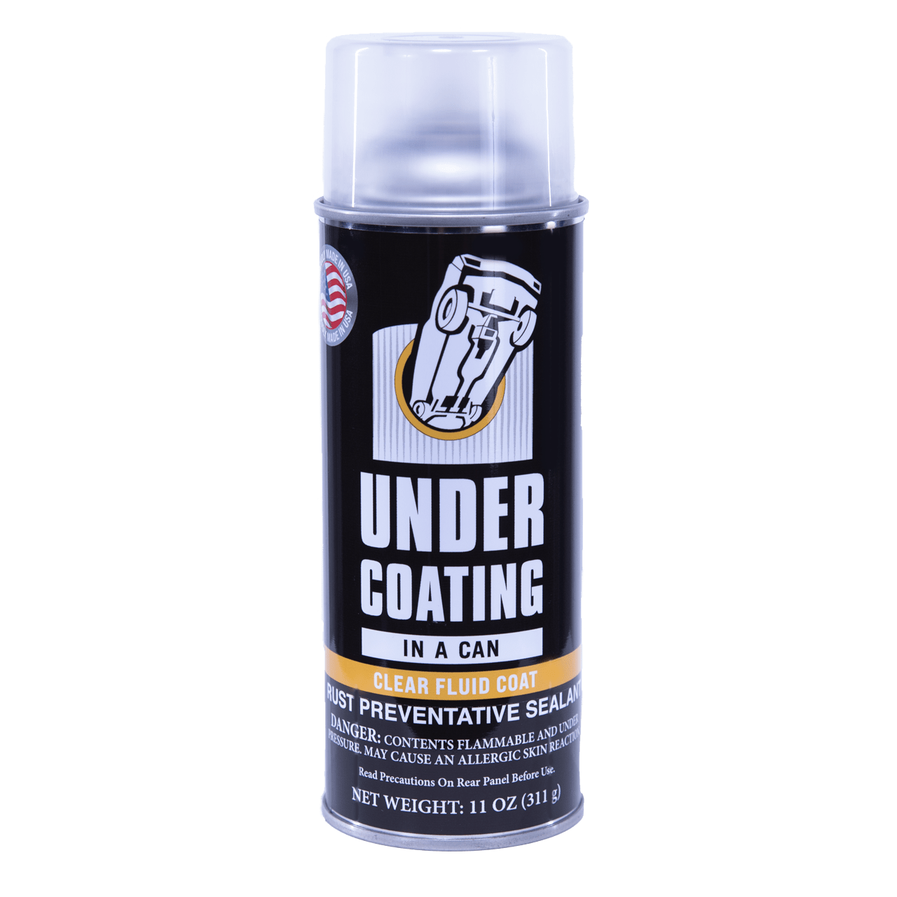 Aerosol can of Clear Fluid Coat Undercoating