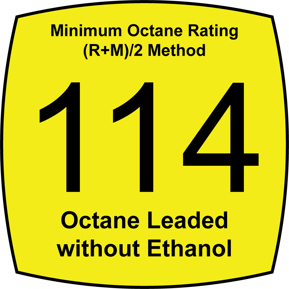 Leaded 114 Octane Fuel without Ethanol
