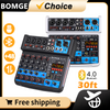 BOMGE 6 Channel 24 DSP Mini DJ Audio Sound Mixer Interface with MP3 USB Bluetooth Stereo Recording 48V Phantom Power for Karaoke