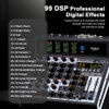 Professional 6 channels 99DSP Digital screen Audio mixer Sound Card DJ Mixing Console With USB Interface 48V MP3 for Recording