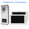2 Unit Multi Apartments Intercom Video Doorbell with RFID Card Unlock 7inch 4Wired Video Door Phone System