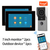 TUYA Wifi Video Doorbell 1080P 10 Inch 7 Color Touch Screen Smart APP Home Visual Intercom Kits for RFID Access Control System