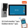 TUYA Wifi Video Doorbell 1080P 10 Inch 7 Color Touch Screen Smart APP Home Visual Intercom Kits for RFID Access Control System