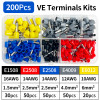 200/450/800/1250/1800/1900Pcs Sturdy Cold Pressed Insulated Wire Connect Crimp Terminals Electrical Tube Insulated E0508 E1508