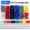 200/450/800/1250/1800/1900Pcs Sturdy Cold Pressed Insulated Wire Connect Crimp Terminals Electrical Tube Insulated E0508 E1508