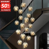 Nordic Glass Ball Led Pendant Lamp Gold Silvery for Staircase Living Room Hall Chandelier Home Decor Fixture