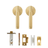 DOOROOM US Standard for 2-1/8" Hole Brass Privacy Passage Lock Set Stripe Lever Round Panel Interior Door Closet Dummy Handle
