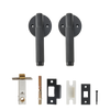 DOOROOM US Standard for 2-1/8" Hole Brass Privacy Passage Lock Set Stripe Lever Round Panel Interior Door Closet Dummy Handle