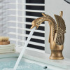 Golden Basin Faucet Deck Mount Sink Short Faucets Swan Shape Single Handle Sink Hot Cold Water Mixer Tap