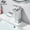 Brushed Golden Basin Faucets Elegant Waterfall Bathroom Sink Faucet Single Lever Hole Deck Mount Brass Mixer Taps