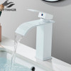 Brushed Golden Basin Faucets Elegant Waterfall Bathroom Sink Faucet Single Lever Hole Deck Mount Brass Mixer Taps