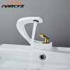 Basin Faucet Brass Hot and Cold Wash Basin Faucet White with Gold Bathroom Basin Modern Minimalist Creative Faucet PP-12085