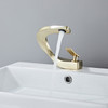 Basin Faucet Brass Hot and Cold Wash Basin Faucet White with Gold Bathroom Basin Modern Minimalist Creative Faucet PP-12085