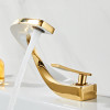 Basin Faucet Brass Hot and Cold Wash Basin Faucet White with Gold Bathroom Basin Modern Minimalist Creative Faucet PP-12085