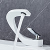Basin Faucet Brass Hot and Cold Wash Basin Faucet White with Gold Bathroom Basin Modern Minimalist Creative Faucet PP-12085