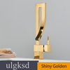ULGKSD Bathroom Basin Faucet Modern Sink Brass Waterfall Hot&Cold Mixer Tap Deck Mounted Single Hole Crane Fash Basin Tap