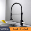 Kitchen Faucets Brush Brass Faucets for Kitchen Sink Single Lever Pull Down Spring Spout Mixers Tap Hot Cold Water Crane 9009