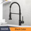 Kitchen Faucets Brush Brass Faucets for Kitchen Sink Single Lever Pull Down Spring Spout Mixers Tap Hot Cold Water Crane 9009
