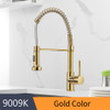 Kitchen Faucets Brush Brass Faucets for Kitchen Sink Single Lever Pull Down Spring Spout Mixers Tap Hot Cold Water Crane 9009