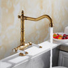 Kitchen Faucets 360 Degree Swivel Gold Brass Bathroom Mixer Cold and Hot Kitchen Tap Single Hole Water Tap Kitchen Faucet XT-216