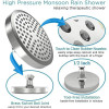 6" High Pressure Rain Shower Head Luxury Modern Chrome Bathroom Rainfall Shower Head Black Silvery Angle Adjustable Showerhead