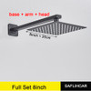 Stainless Steel Black Shower Head 8/10/12 Inch Chrome Rainfall Bath Head Wall Mounted Bathroom Accessories