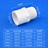 2Pcs White PVC Straight Connector Garden Irrigation Water Supply Pipe Joint 1/2" ~1.5" Male/Female Thread to 20/25/32/40/50mm