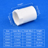 2Pcs White PVC Straight Connector Garden Irrigation Water Supply Pipe Joint 1/2" ~1.5" Male/Female Thread to 20/25/32/40/50mm
