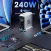 240W Digital GaN Charger PD3.1 140W USB Type C 6 Ports Desktop Fast Charging Station for IPhone Samsung Xiaomi MacBook Laptops