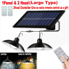 Solar Pendant Light Outdoor Waterproof LED Lamp Double-head Chandelier Decorations with Remote Control for Indoor Shed Barn Room